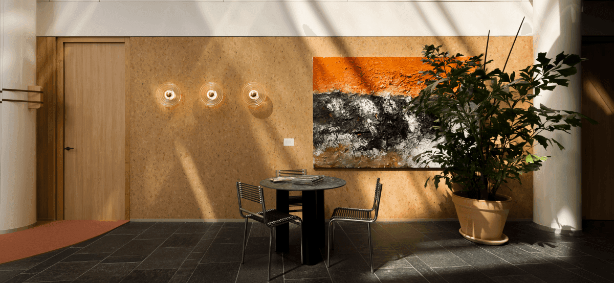 Moderne kunst ontvangstruimte tafel plant